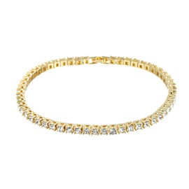 kelistom 14K White Gold Plated 4mm Wide Tennis Anklet for Women, Rhinestone Crystal Inlay Tennis Bracelet Anklet Gold Ankle Bracelets for Women (14K gold, length:7")