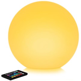 12-in Solar Glowing Ball Light Outdoor, Solar Garden Globe Lights w/Remote, Dimmable RGB Color Changing Waterproof Large Orb Light, Landscape Lighting Mood Lamp w/Ground Stake for Patio Yard Lawn Path