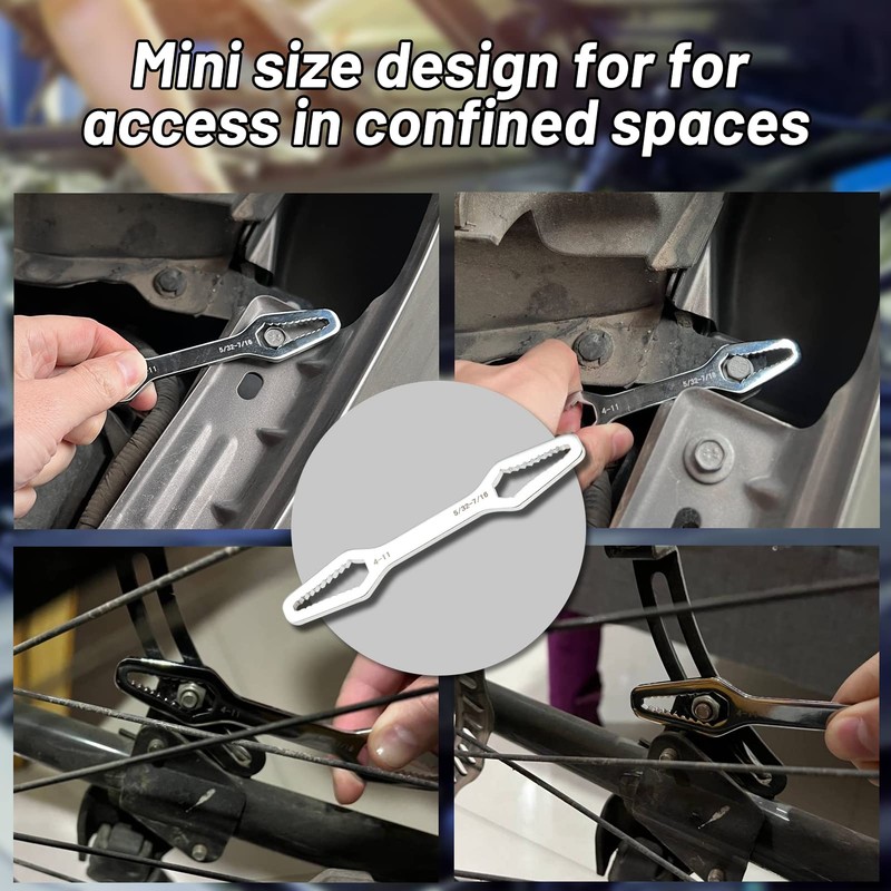 LEONTOOL Carbon Steel Universal Wrench, 4-11mm, Adjustable, Chrome Plated