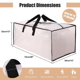 NATURELUX Heavy Duty Moving Bags with Backpack Straps and Strong Handles, Alternative to Moving Boxes and Storage Totes for Dorm Room Essentials, 6 Pack, Clear