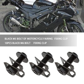 Micro Traders 40Pcs Motorcycle Fairing Bodywork M5 M6 Bolts & Spring Spire Speed Fastener Clip Nuts Kit Fit for Most Motorbikes Black