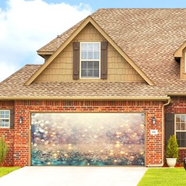 7X16ft Winter White Snowflakes Garage Door Background Abstract Shiny Light Wonderland Backdrop Birthday Party Dance Holiday Family Baby Shower Kids Adults Party Indoor Outdoor Banner Cover