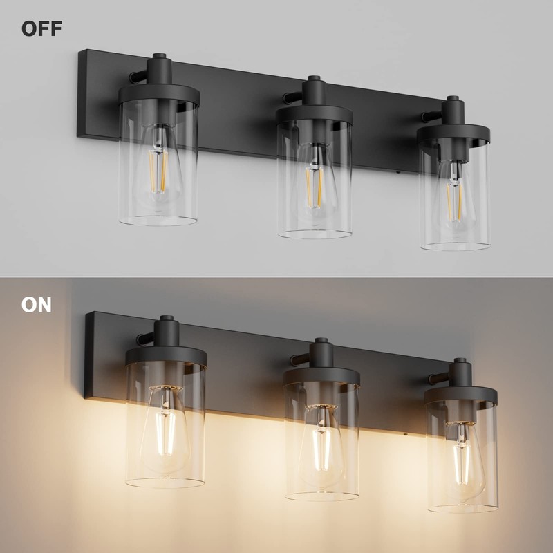 Aipsun Black Vanity Light for Bathroom 3 Light Farmhouse Bathroom