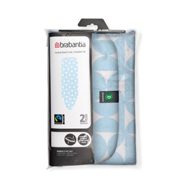 Brabantia Size D (53 x 18 inches) Replacement Ironing Board Cover with Thick Foam & Felt Padding (Fresh Breeze) Easy-Fit, 100% Cotton