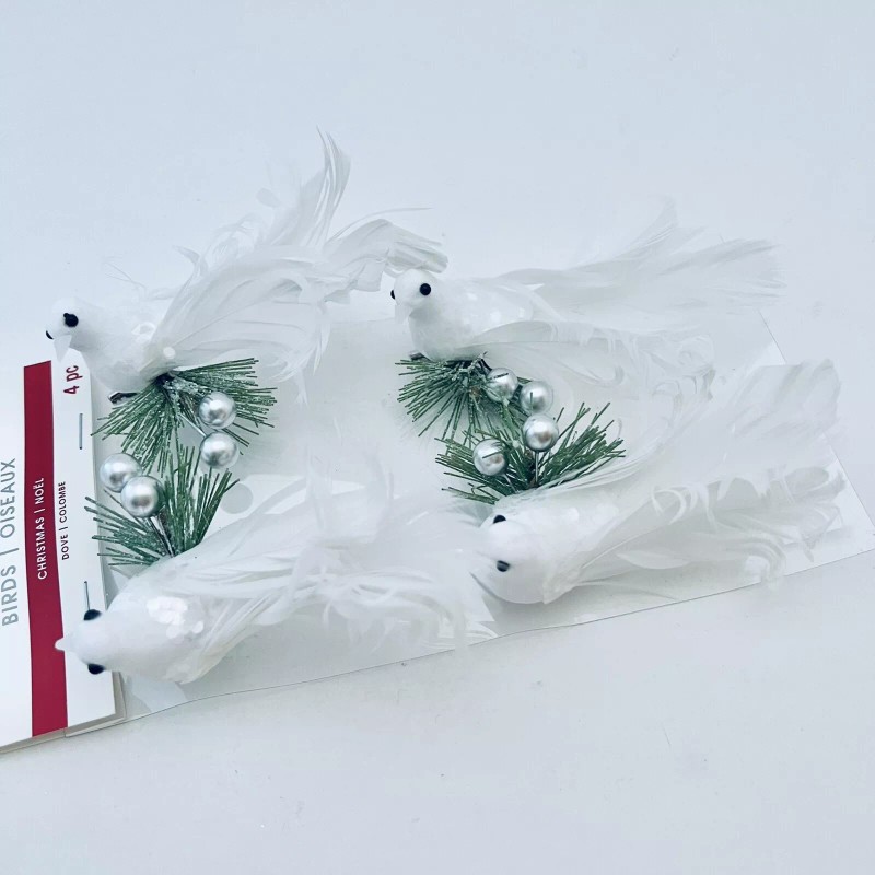 Ashland White Clip on Doves Birds Christmas Holiday Tree Trimmer