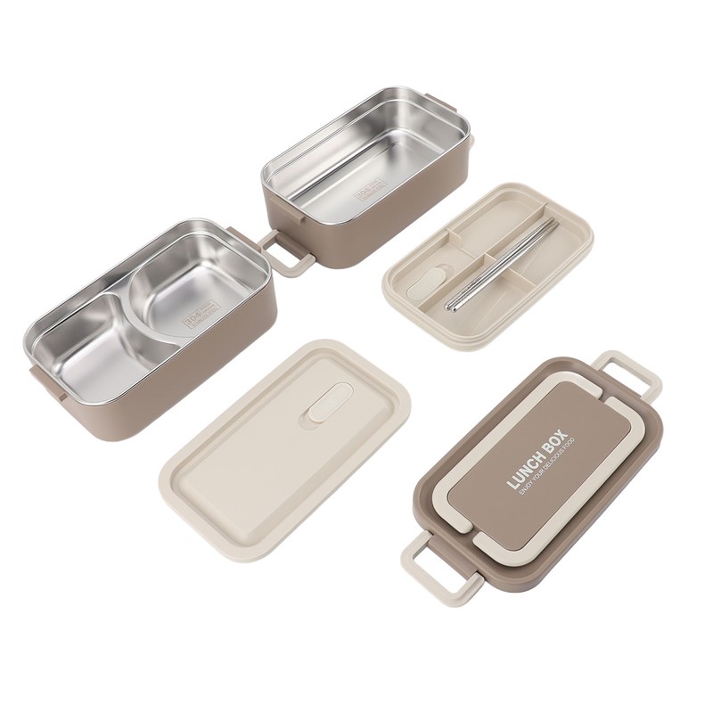 2 Tier Stackable Bento Box 304 Stainless Steel Insulated Lunch
