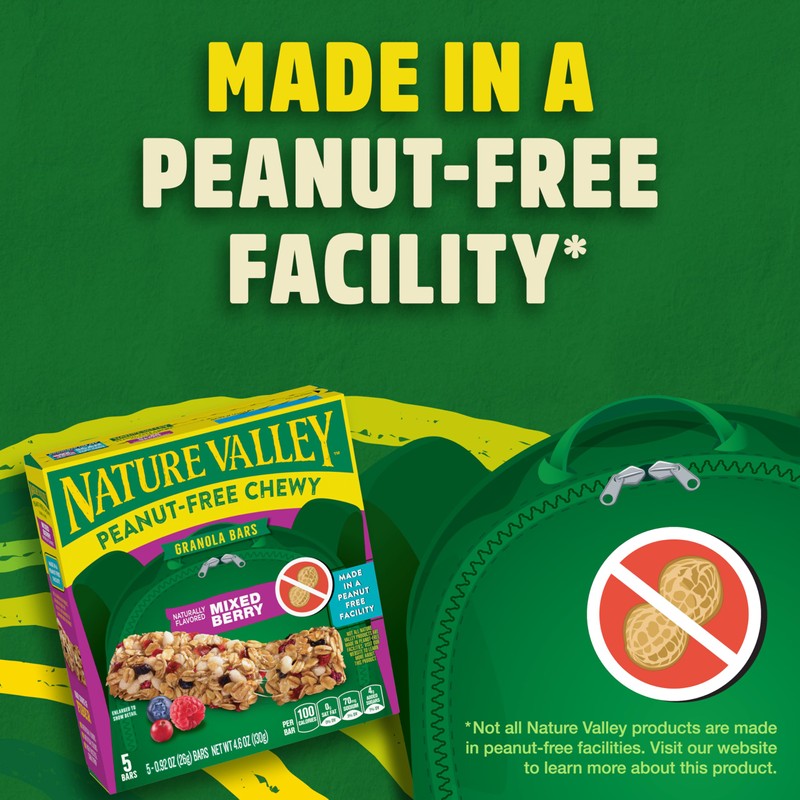 Nature Valley Peanut-Free Chewy Granola Bars, Mixed Berry, Made in