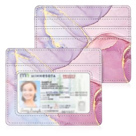 Fintie Slim Minimalist Front Pocket Wallet, RFID Blocking Credit Card Holder Card Cases with ID Window for Men Women, glittering marble