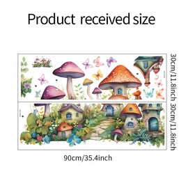 DRWSSR 2 Sheets Colorful Cartoon Mushroom House Wall Stickers Removable DIY Green Plants and Flower Wall Stickers Viny Colorful Butterfly Wall Decal for Girls Home Nursery Bedroom Bathroom Decoration