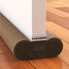 Door Draft Stopper for Bottom of Door, 36 Inch Under Draft Air Noise Light Blocker 30"- 36" Double Side Soundproof Sweep Filler Seal Gap up to 1.7" for French Patio Sliding Door Guard, Brown