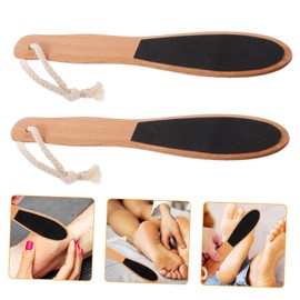 FRCOLOR 2pcs Wooden Handle Foot Files for Callus Removal and Exfoliating Scrub Foot Rasp for Men and Women Pedicure Supplies for Home and