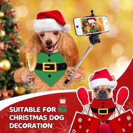 HunnmingRe 20 Pcs Christmas Dog Bandanas Bulk Buffalo Plaid Bandanas for Dogs Xmas Kerchief Set Bibs Triangle Dog Scarf for Small Medium Large Dog Decoration(Retro Color, Belt Pattern)