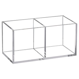 Dayaanee 4 Section Acrylic Makeup Organizer, 9.45x2.36x2.36 Inches Pen Holder Plastic Bathroom Storage Organizer Plastic Square Cube for Makeup Jewelry Accessories Candy Gift Accessories