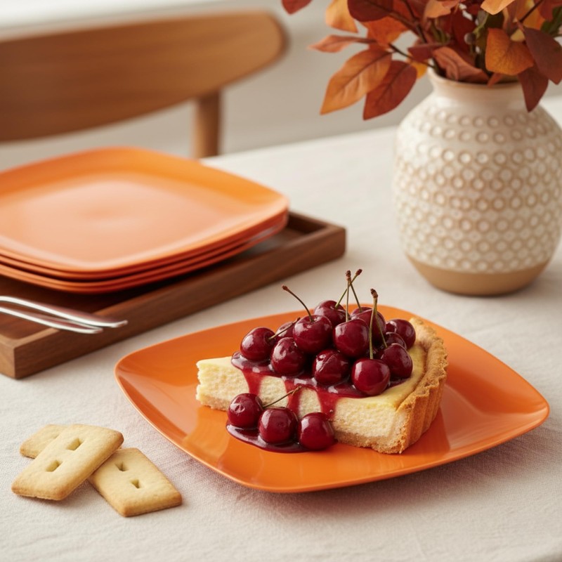 TP 10.5" Melamine Square Dinner Plates, 6-piece Plate Set Unbreakable