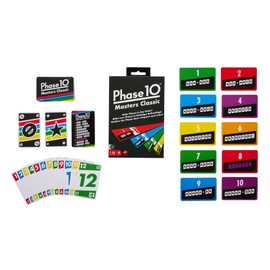 Mattel Games - Phase 10 Masters Classic, gioco di carte in stile ramino con 60 carte Obiettivo di fase e colpi di scena, per famiglie e amici, 2-6 giocatori, giocattolo per bambini, 7+ anni, JFD07