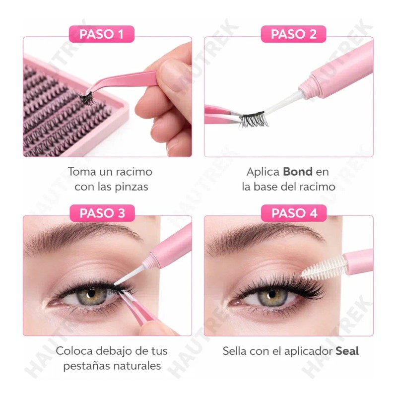 640 Kit Extension De Pestañas Maquillaje Completo Diy 9-16mm