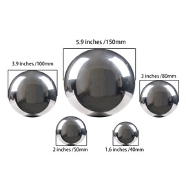Nerien Gazing Ball, Stainless Steel Garden Mirror Globe, Polished Ornament Sphere, Hollow Floating Reflective Hemisphere, for Home Outdoor Pond Housewarming Swimming Pool Decoration, Silver, 5Pcs Mix