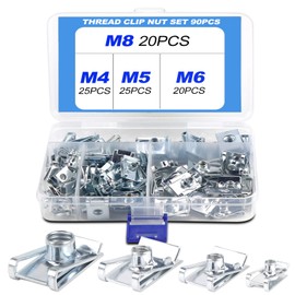 Mumjooyi Thread Clip Nut Set U-Type Tin Nuts M4 M5 M6 M8 Snap Nut Set Tin Nuts Assortment with Storage Box Flat Angle Nut Mounting Assortment for Car