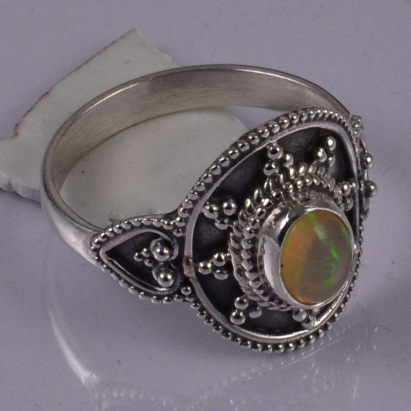 Silver Palace Ethiopian Opal Gemstone 925 Sterling Silver Bohemian Oxidized