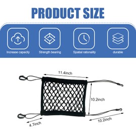 Neferta 1 PC Car 11.4" x 10.2" Front Seat Partition Net, Portable Storage Double Layer Coarse Net Clip-Installation Pet Anti-Fall Safety Barrier, Auxiliary Safety Travel Accessory, for Cars (Black)