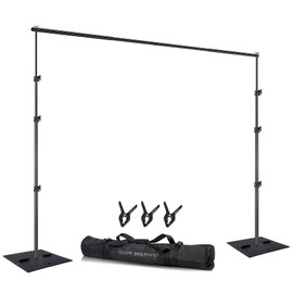 SLOW DOLPHIN Heavy Duty Backdrop Stand10ft x 8.5ft Adjustable Background Support System Kit with Steel Base for Photography, Photo Backdrop Stand for Parties Birthday, Photo Booth Video Studio