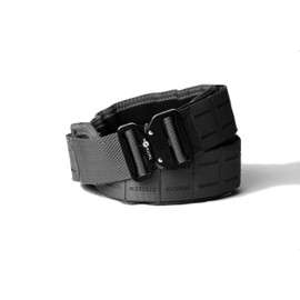 Tacticon Battle Belt | Combat Veteran Owned Company | Padded Tactical Belt | Gun Belt With Metal Quick Release Buckle | Laser Cut Molle PALS System (Tactical Black, S [30" - 33" Waist])