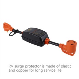 GXYWADY RV Surge Protector 30 Amp 2100J with Circuit Analyzer Orange