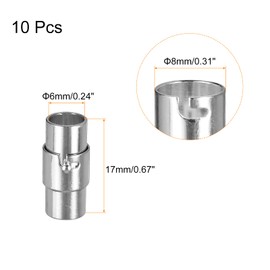 Sourcing Map Leather Cord End Clasp, 10pcs 6mm Hole Leather Clasps, Cord End Caps Closures for Jewelry Making DIY Crafts, Silver