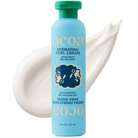 OCOA Beauty Hydrating Curl Cream with Hibiscus, Mango Butter, and Marula Oil - Defines, Moisturizes, Controls Frizz & Protects from Heat - For Curly & Wavy Hair, 8 oz