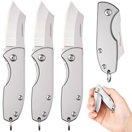 Lothee 3 Pcs EDC Folding Knives - Stainless Steel, 2.48" Folded Size, Sharp Portable Tool Knife for Camping Hiking Survival, Practical Gear for Men Women (Silver)