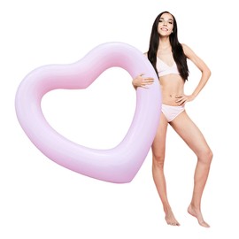 Blublu Park Flotador Inflable de corazón para Piscina, Anillos de natación de Sweet Love para Verano, diversión acuática, Juguetes de Fiesta en la Playa, para niños, Adultos, Rosa