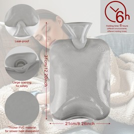 Tetnsk Hot Water Bottle with Soft Cover, 2 L Large Hot Water Bottles for Hands, Feet Warmer (Pink)