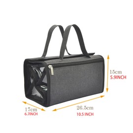 Jula Vance Large Capacity Hanging Eco Polyester Travel Toiletry Bag Makeup Cosmetic Bag 4-in-1 Roll-Up Make Up Storage Organizer With 4 detachable Removable Carry On Zipper Clear PVC Pouches & Hook, Clear, Large-B