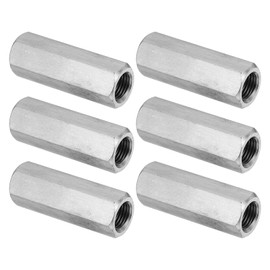 PATIKIL M12 x 1.25-Pitch 304 Stainless Steel Hex Coupling Nuts, 6Pcs 50mm/ 2" Length Fully Threaded Rod Coupling Nut Studding Connector Fasteners, Silver Tone