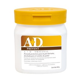 A+D Prevent Pomada para Rozaduras de Pañal en Bebés 454 g | Hipoalergénica | Vitamina A y D, Lanolina | Libre de Parabenos, Ftalatos, Sulfatos y Colorantes