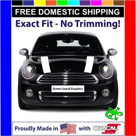 The Pixel Hut Black Hood Bonnet Stripes Decals for Mini Cooper 2002-2006 - Exact Fit