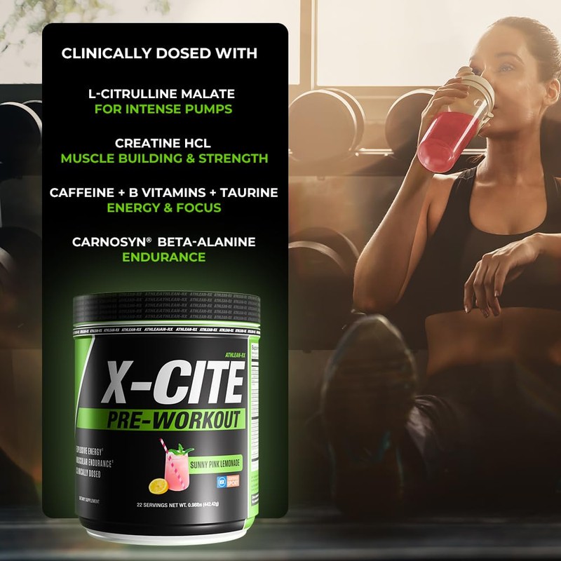 X-CITE Pre-Workout by ATHLEAN-X - Enhanced Formula with Beta-Alanine, Creatine