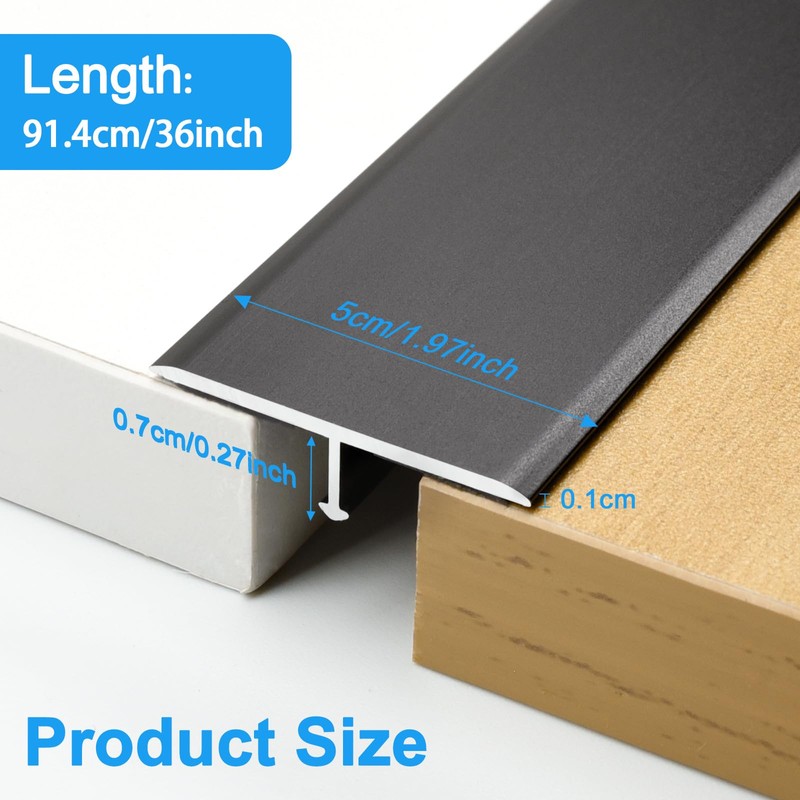 Orechic Metal Floor Transition Strips for Doorways, Self-Adhesive Aluminum T-Molding