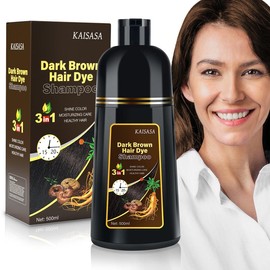KAISASA Black 3 in 1 Hair Dye Shampoo - Can cover gray hairs,Herbal Ingredients,Contains Ginseng Extract,Natural Haircoloring, Easter's Gift:_Dark Brown