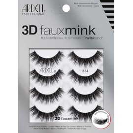 Ardell 3D Faux Mink Lashes 854 - Lightweight False Eyelashes with Invisiband, Dramatic Volume and Flare, 4-Pair, 1-Pack