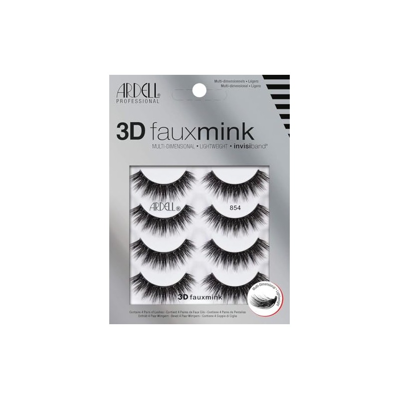 Ardell 3D Faux Mink Lashes 854 - Lightweight False Eyelashes