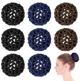 Ballet Hair Bun Cover and Nets, 8Pcs Stretchy Elastic Dance Bun Holder,Ballet Hair Nets Cover Dance Hair Bun Nets, Invisible Knit Hairnet dance bun Covers