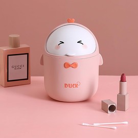 UQMIQURA Mini Table Bin with Lid, Cute Cartoon Table Rubbish Bin, Waste Paper Bin with Lid, Table Rubbish Bin with Lid, Bathroom Waste Bin for Home, Office, Living Room (Pink)