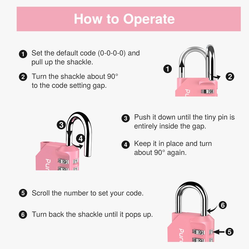 Puroma 1 Pack Combination Lock for Locker 4 Digit Outdoor