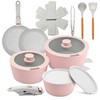 NutriChef 18-Piece Ceramic Cookware Set with Detachable Handles, Non Stick