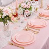 WELLIFE 60PCS Pink Plastic Plates Set-Heavy Duty Pink Plates for