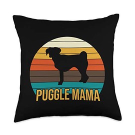 The Snuggle Pup Co. Puggle Mama Cute Vintage Puppy Dog Mom Gift Women Girls Throw Pillow, 18x18, Multicolor