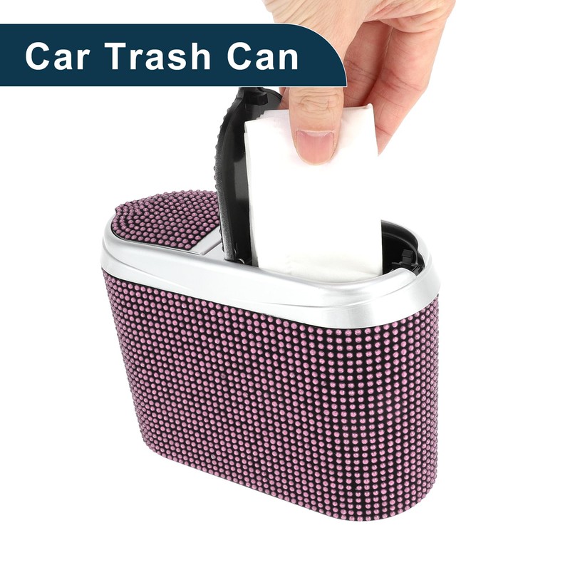 TUCKBOLD Car Trash Can Portable Car Door Trash Bin Pink