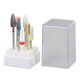 7pcs Tungsten Carbide Nail Drill Bits Kit, Portable Grinding Heads Manicure Tools, Cuticle Nail Drill Tips Set with Storage Box