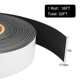 2 Rolls Weather Stripping Door Seal, 1''W x 1/16'' T Foam Tape Single Sided, Adhesive Closed Cell Weather Strip (Total 32 Feet Long)…